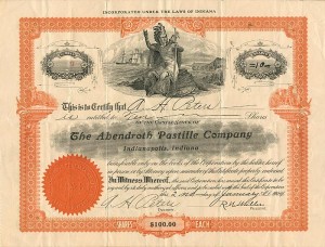 Abendroth Pastille Co. Issued to and Signed by A.H. Peters
